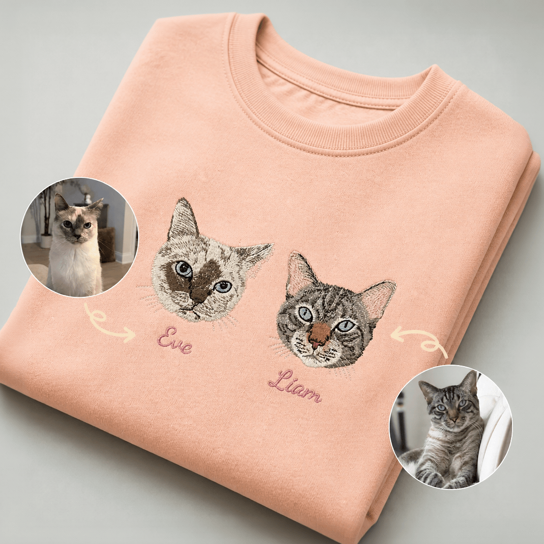 Custom Pet Embroidered Icon Stitch T-Shirt