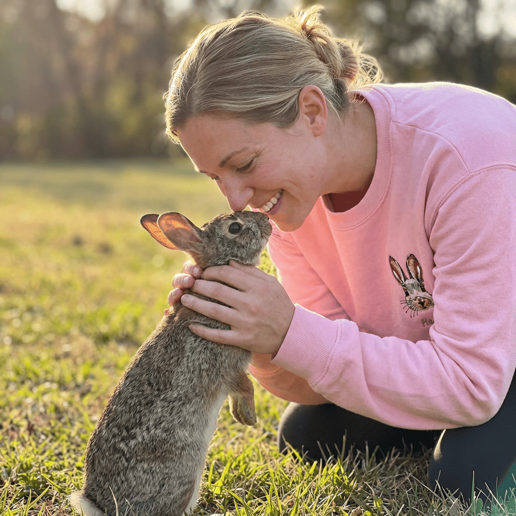 Custom Full-Color Embroidered Rabbit Portrait Sweatshirt, Hoodie