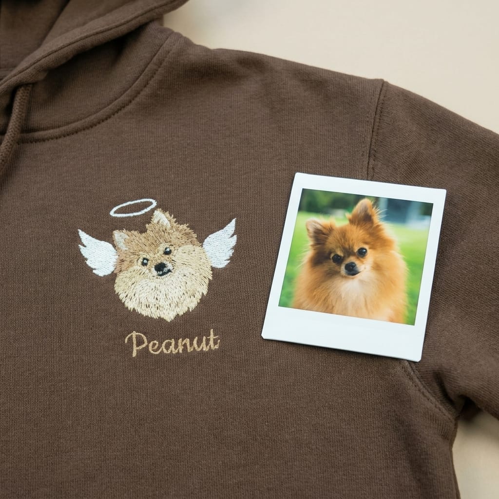 Custom Memorial Embroidered Pet Portrait Hoodie