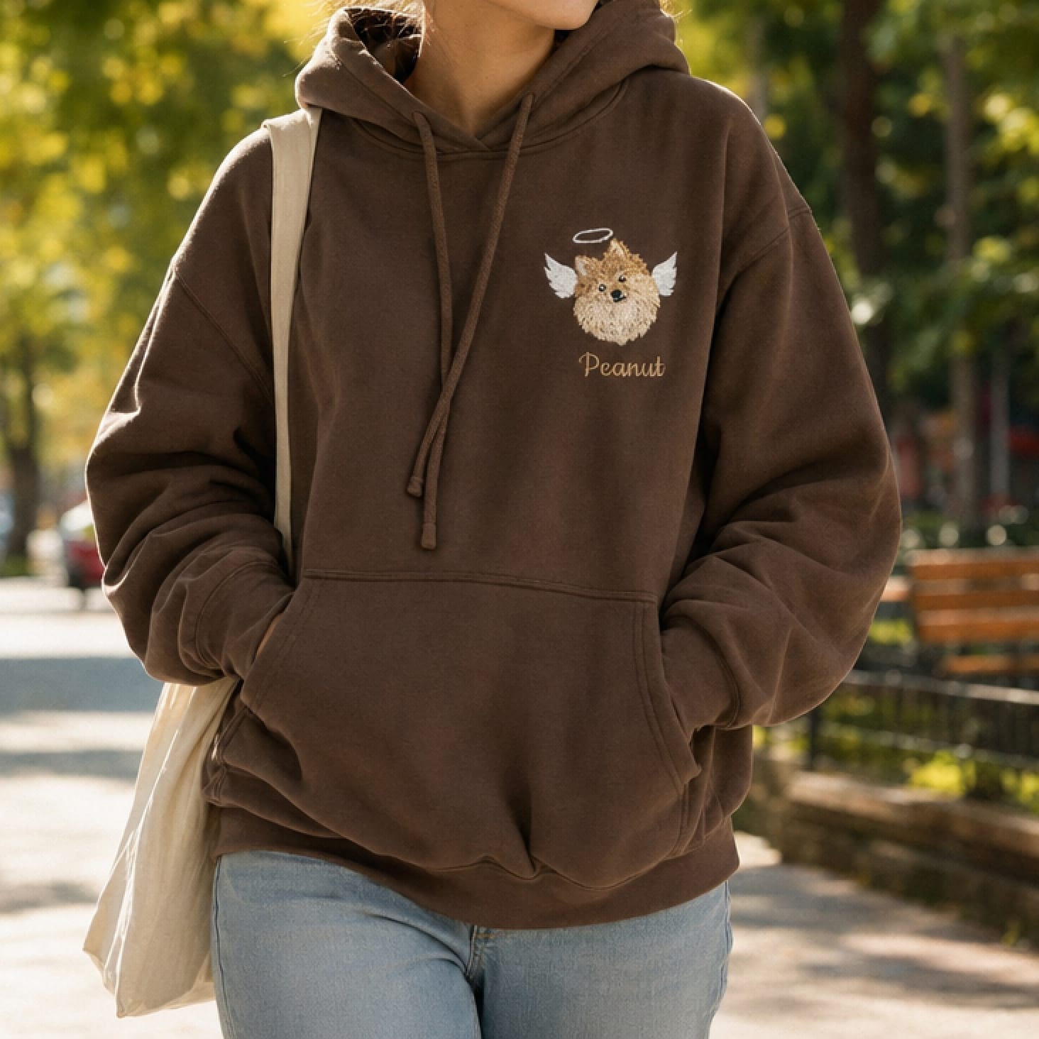 Custom Memorial Embroidered Pet Portrait Hoodie
