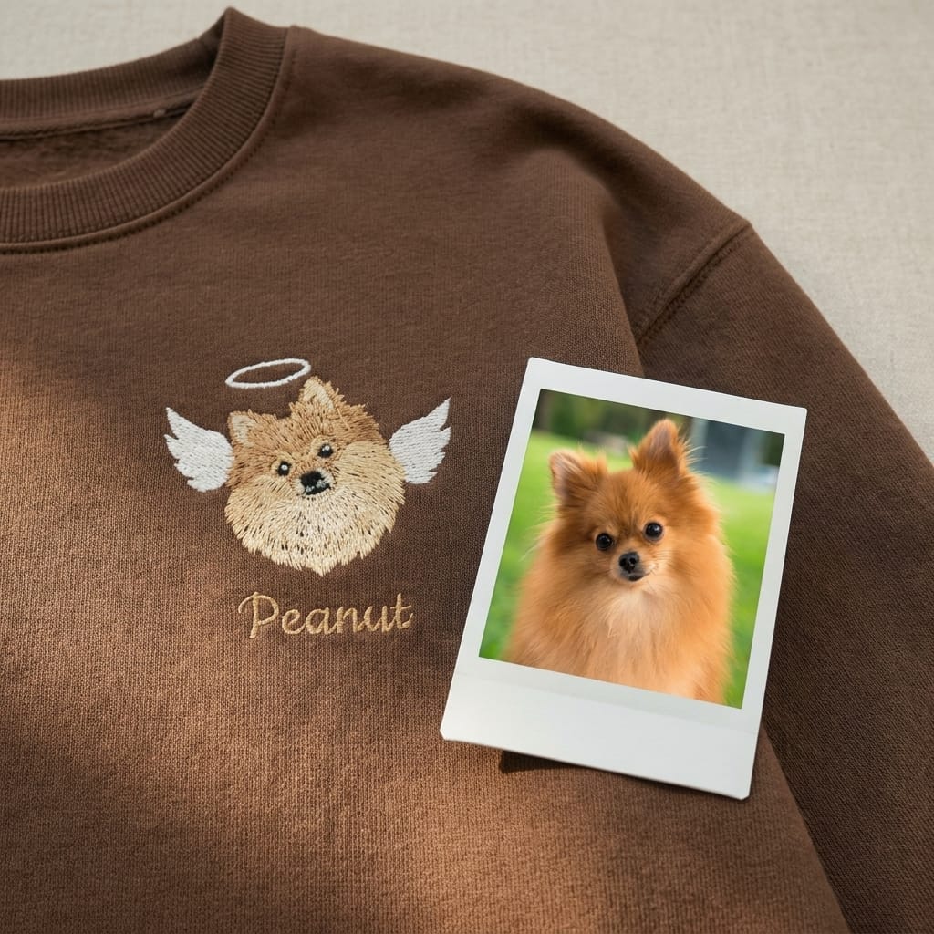 Custom Memorial Embroidered Pet Portrait Sweatshirt