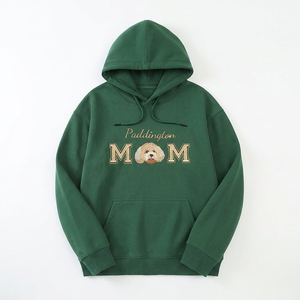 Custom MOM Embroidered Pet Portrait Hoodie