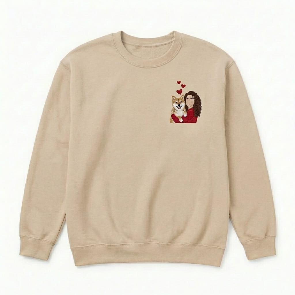 Custom My Love Embroidered Dog Portrait Hoodie, Sweatshirt