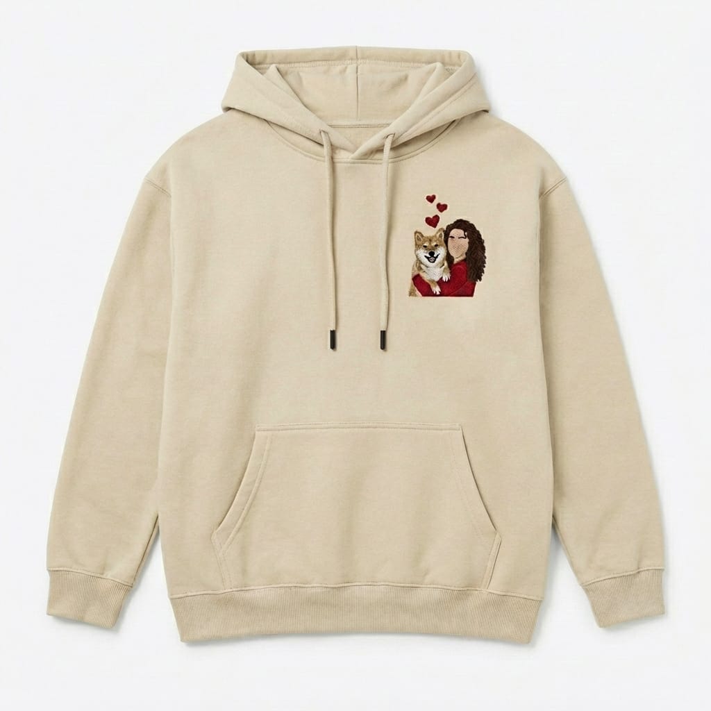 Custom My Love Embroidered Dog Portrait Hoodie, Sweatshirt