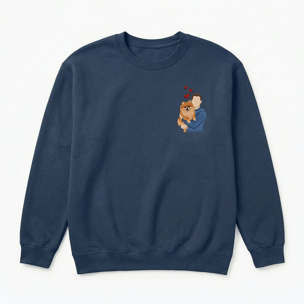 Custom My Love Embroidered Dog Portrait Hoodie, Sweatshirt