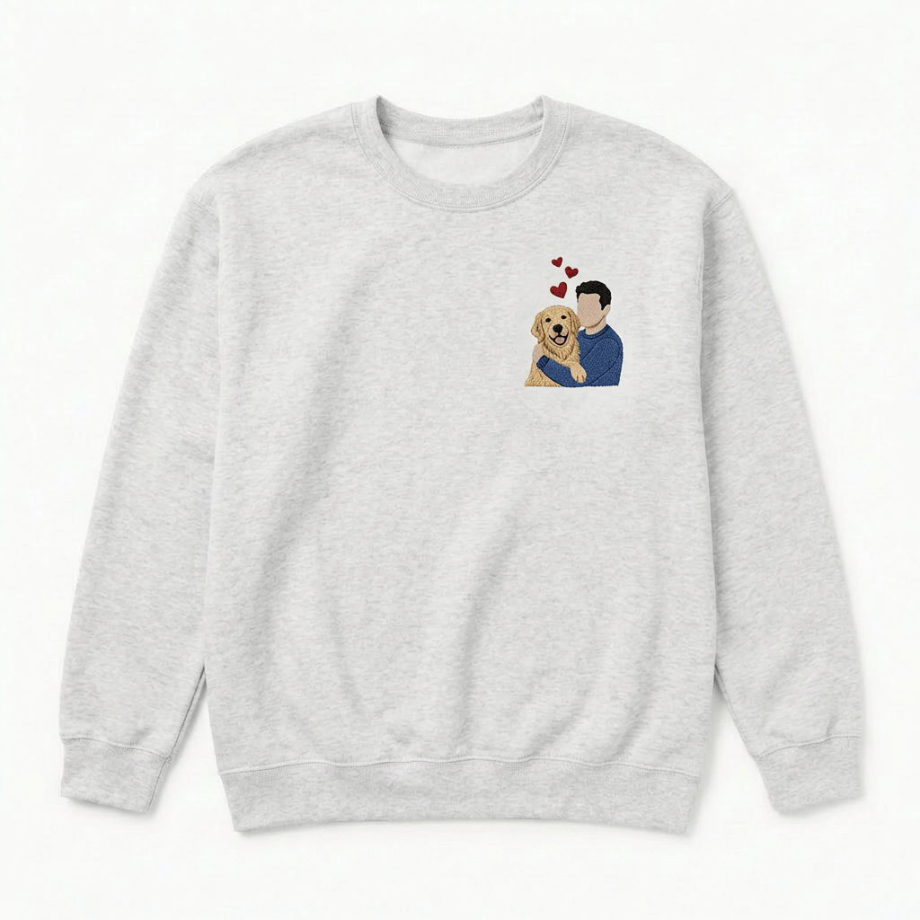 Custom My Love Embroidered Dog Portrait Hoodie, Sweatshirt