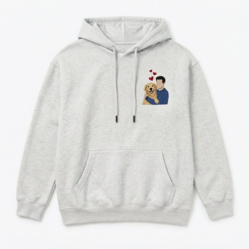 Custom My Love Embroidered Dog Portrait Hoodie, Sweatshirt