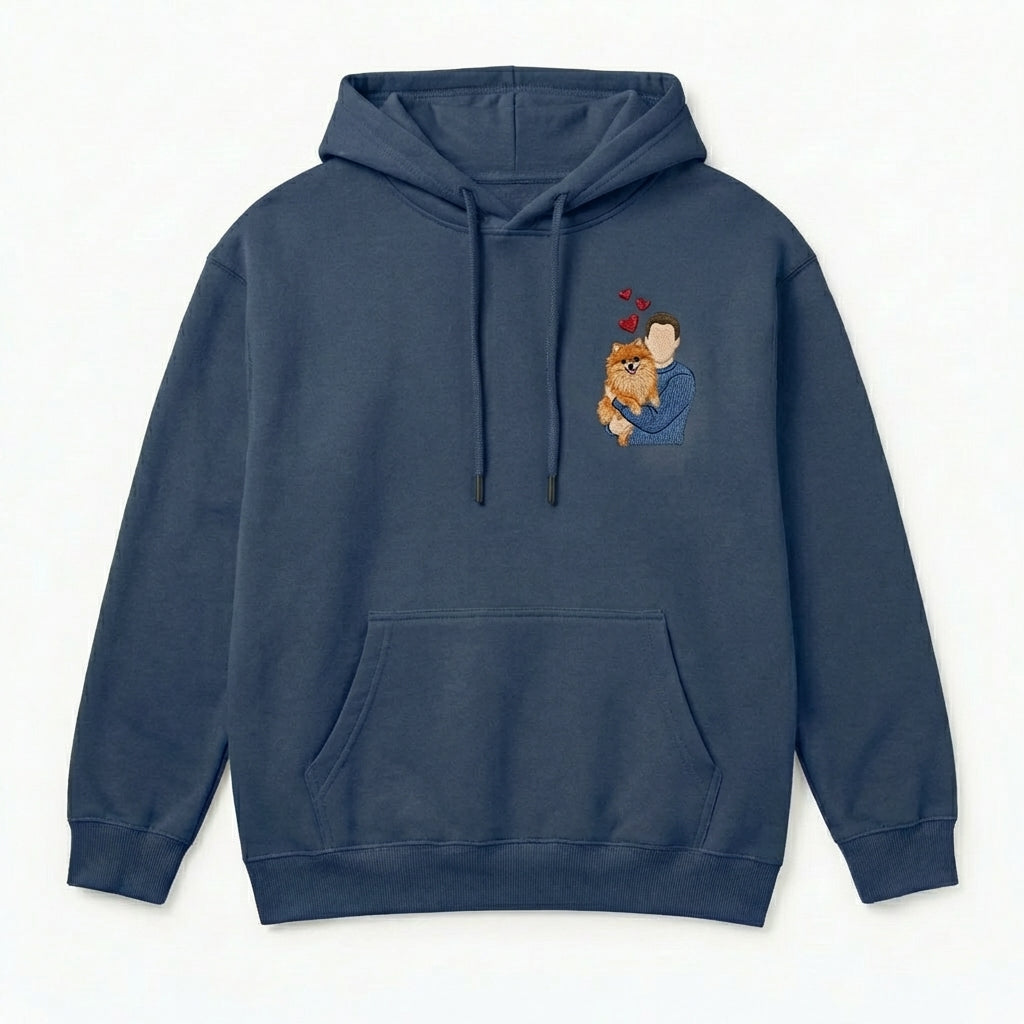 Custom My Love Embroidered Dog Portrait Hoodie, Sweatshirt