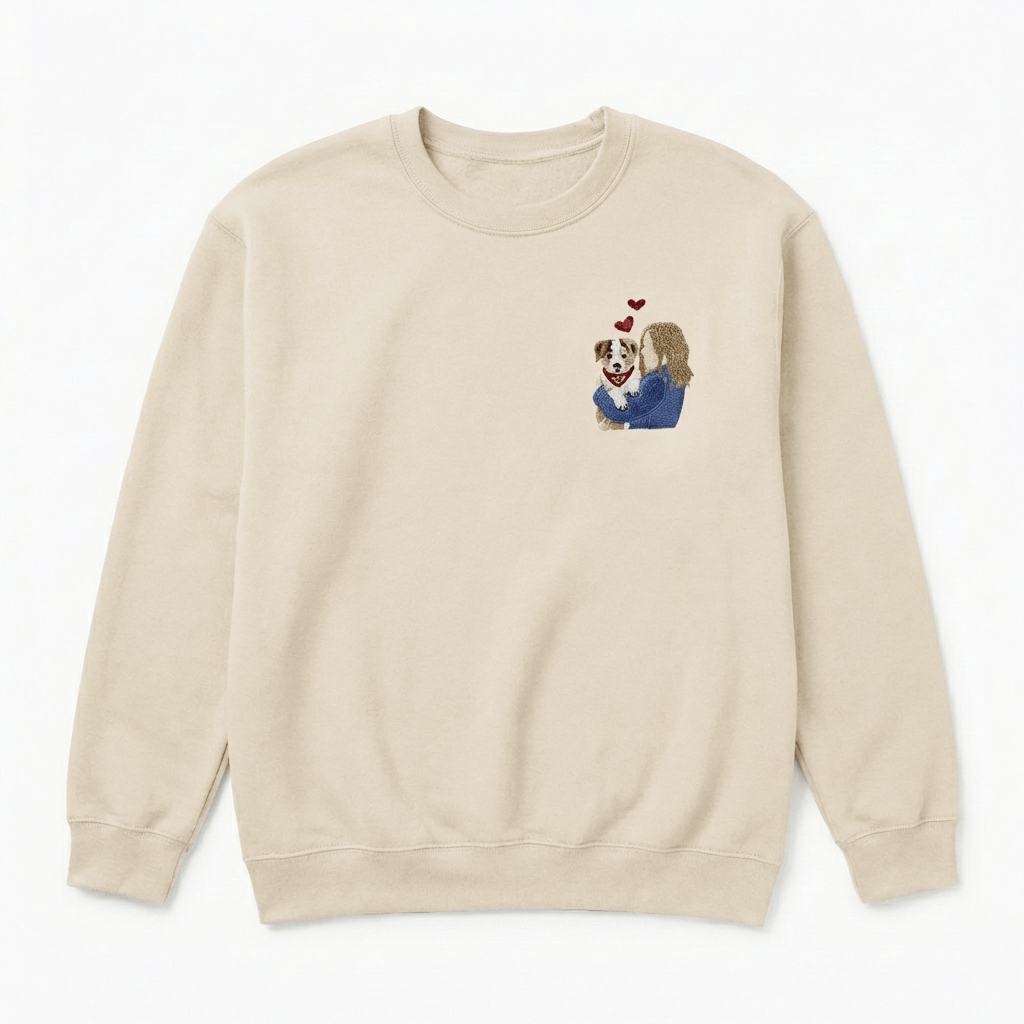 Custom My Love Embroidered Dog Portrait Hoodie, Sweatshirt