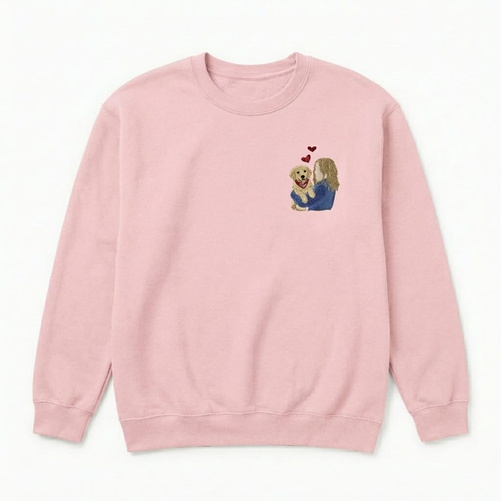 Custom My Love Embroidered Dog Portrait Hoodie, Sweatshirt