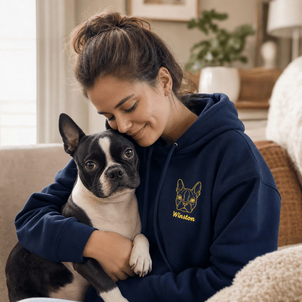 Custom Outline Embroidered Pet Portrait Hoodie