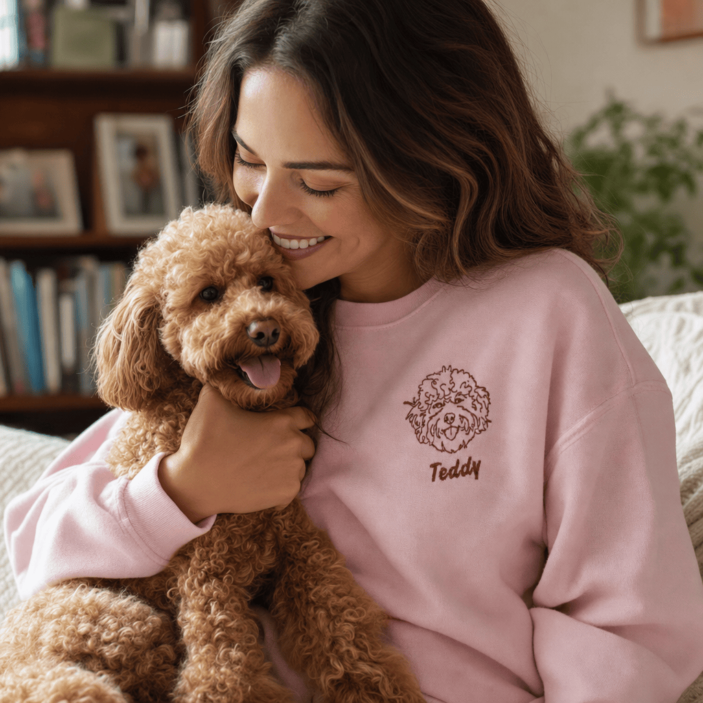 Custom Outline Embroidered Pet Portrait Sweatshirt