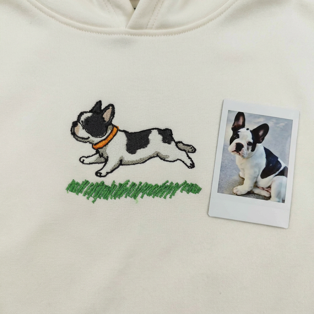 Custom Running Embroidered Pet Portrait Hoodie