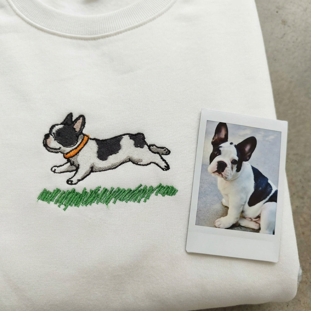 Custom Running Embroidered Pet Portrait Sweatshirt