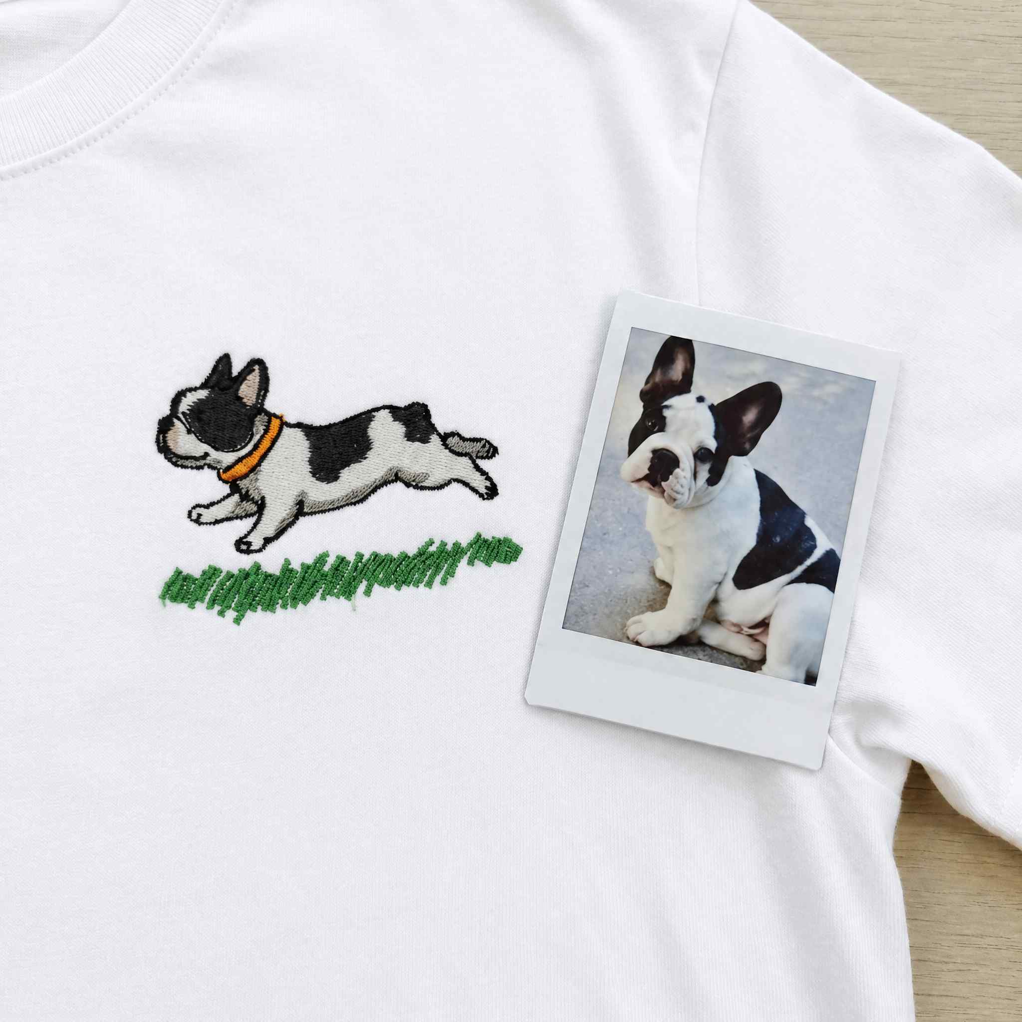 Custom Running Embroidered Pet Portrait T-shirt