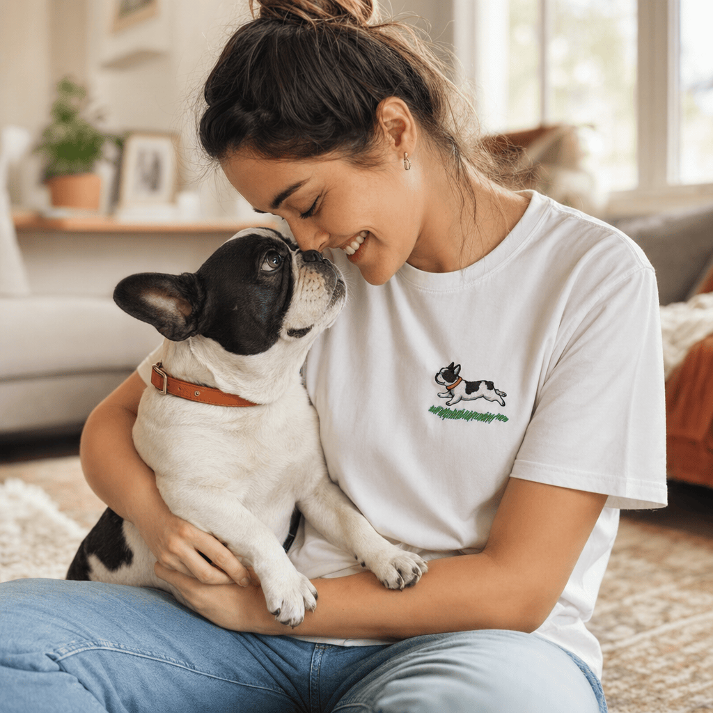Custom Running Embroidered Pet Portrait T-shirt