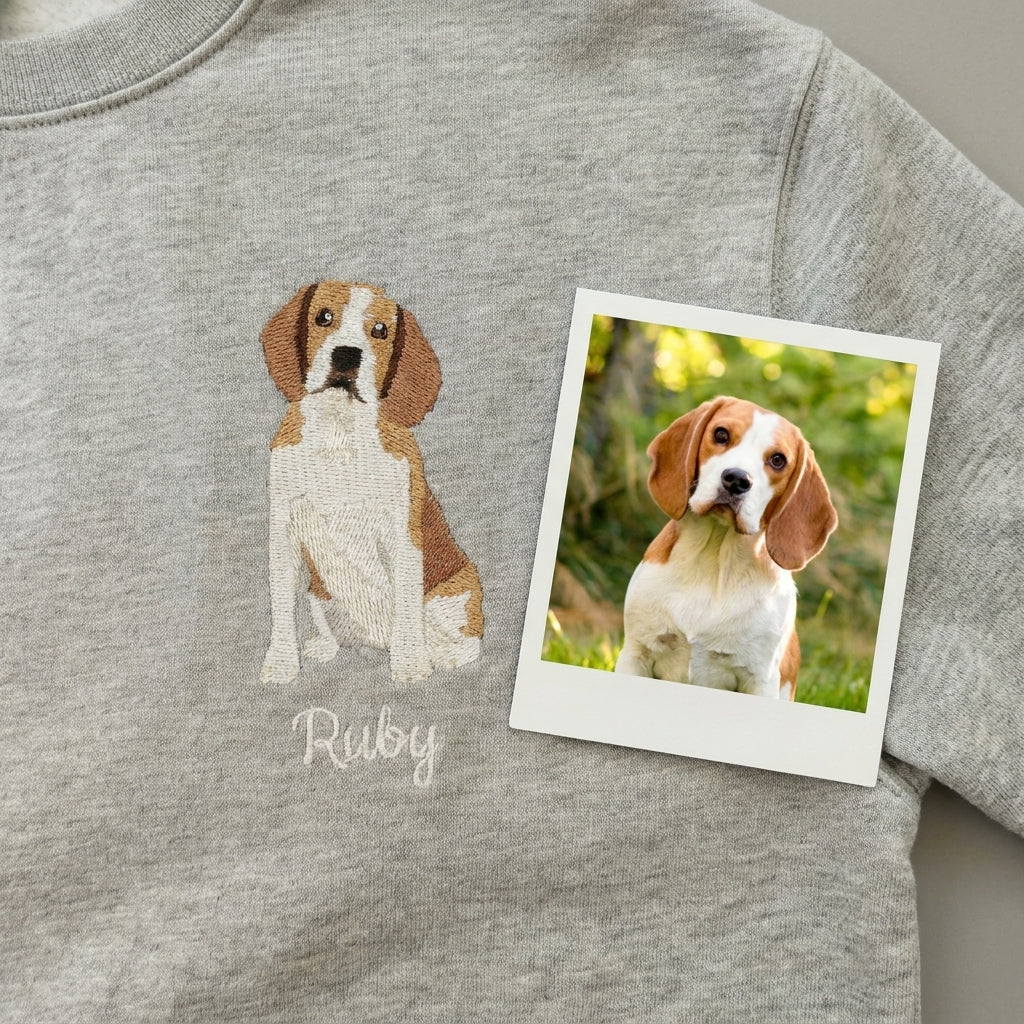 Custom Sitting Embroidered Pet Portrait Sweatshirt