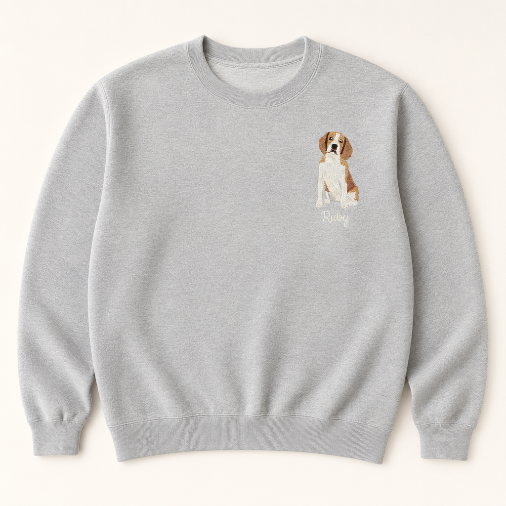 Custom Sitting Embroidered Pet Portrait Sweatshirt