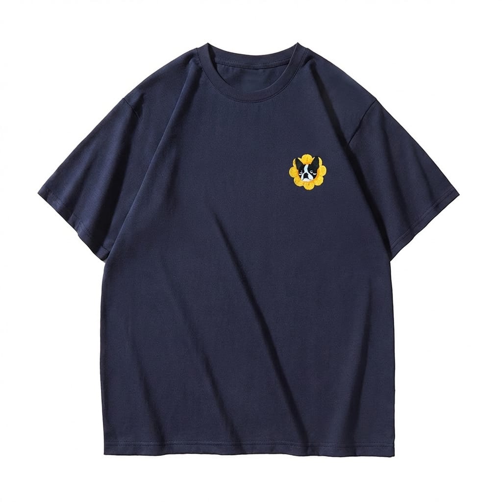 Custom Sunflower Embroidered Dog Portrait Hoodie, Sweatshirt, T-shirt