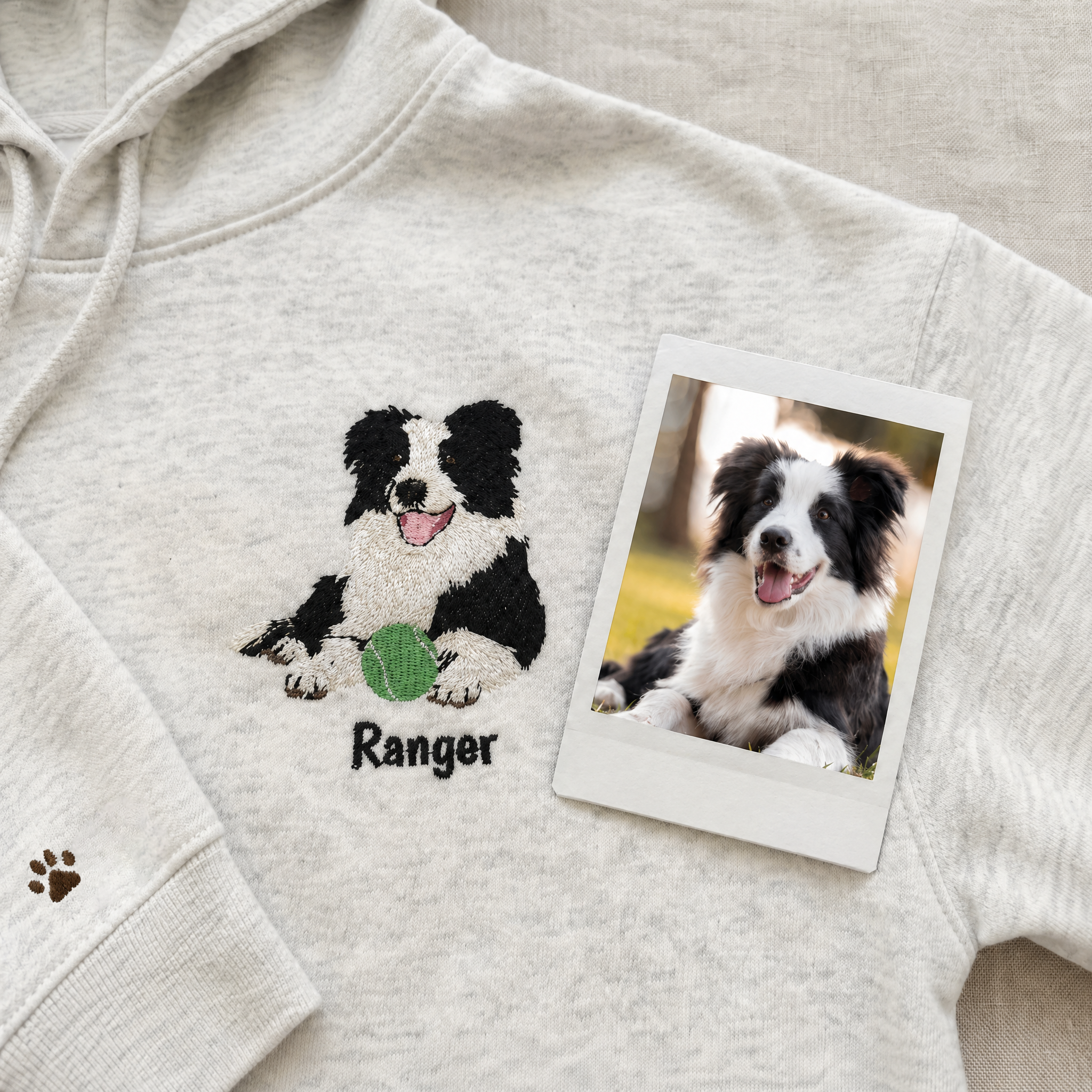 Custom Tennis Embroidered Pet Portrait Hoodie