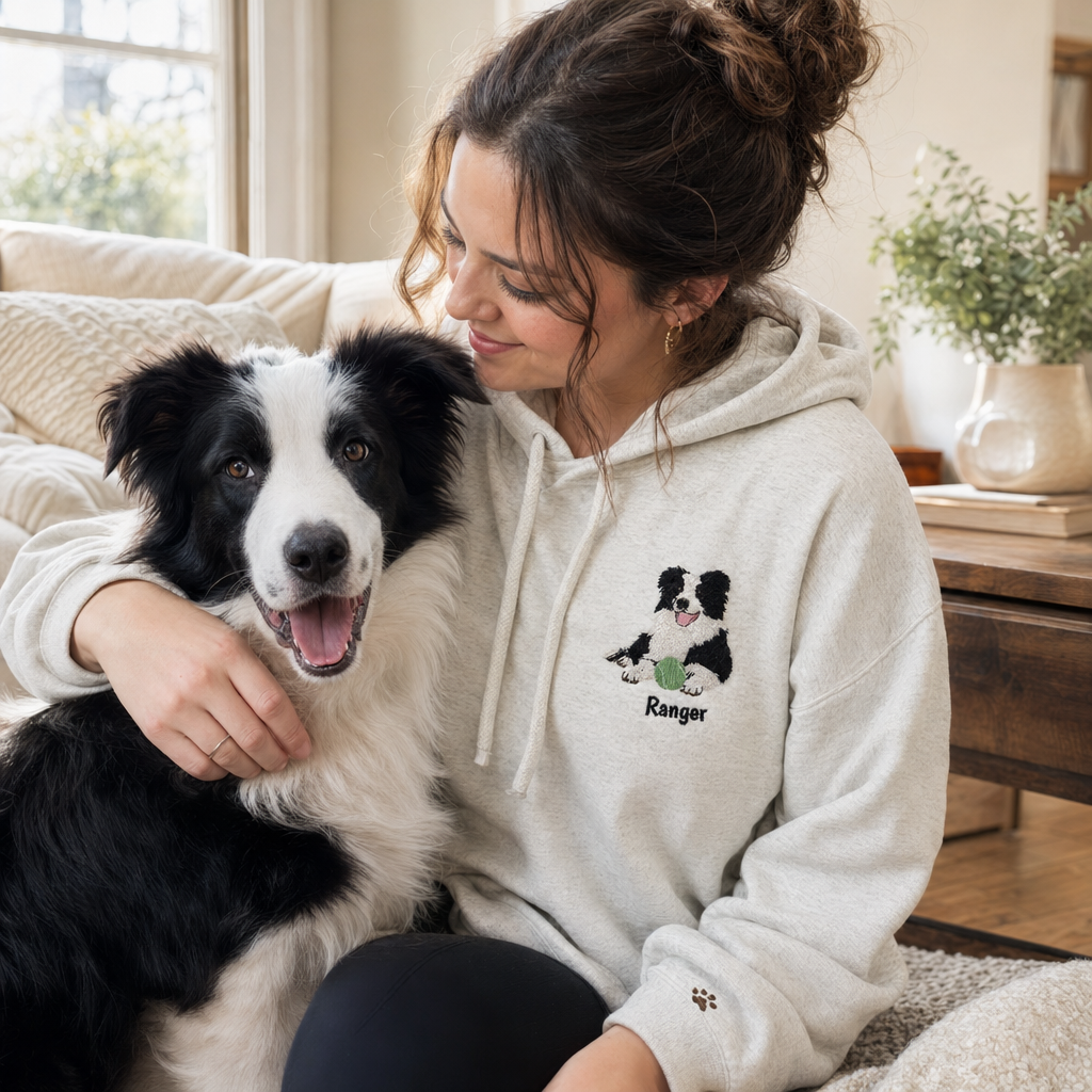 Custom Tennis Embroidered Pet Portrait Hoodie