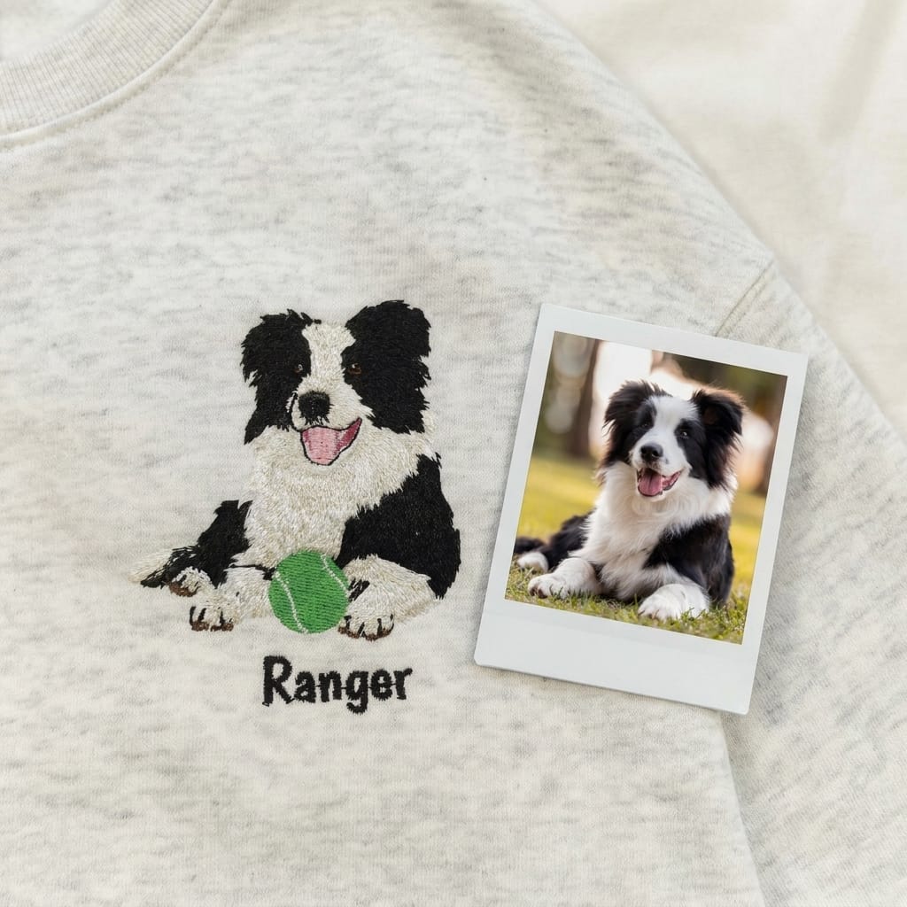 Custom Tennis Embroidered Pet Portrait Sweatshirt