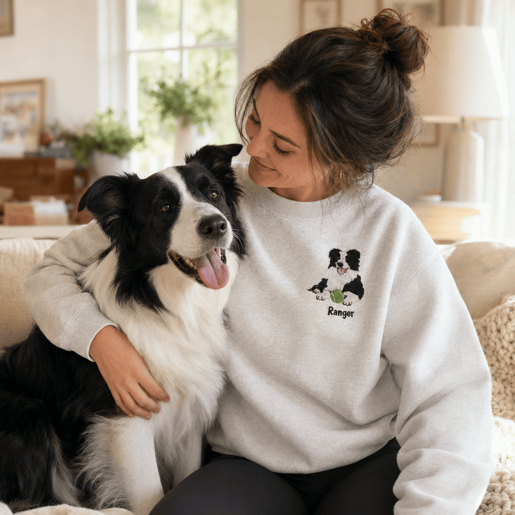 Custom Tennis Embroidered Pet Portrait Sweatshirt