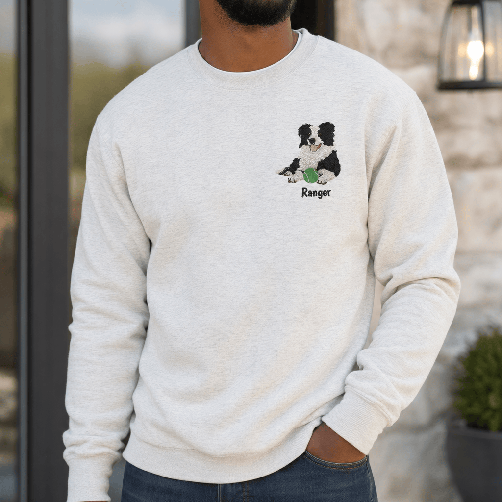 Custom Tennis Embroidered Pet Portrait Sweatshirt
