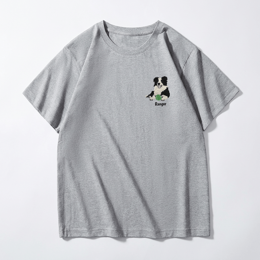Custom Tennis Embroidered Pet Portrait T-shirt