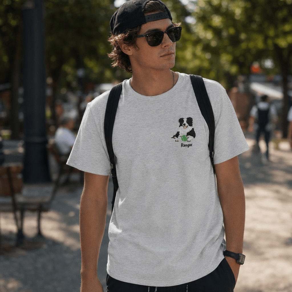 Custom Tennis Embroidered Pet Portrait T-shirt