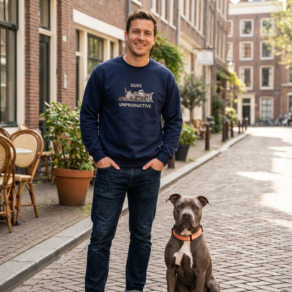 Custom Offline Embroidered Dog Portrait Hoodie, Sweatshirt