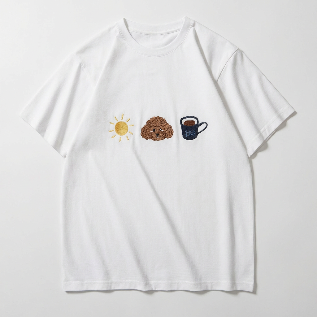 Custom My Basic Necessities Embroidered Pet Portrait T-shirt